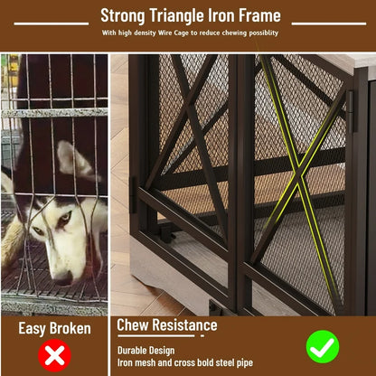 Brown X Single Dog Crate Furniture