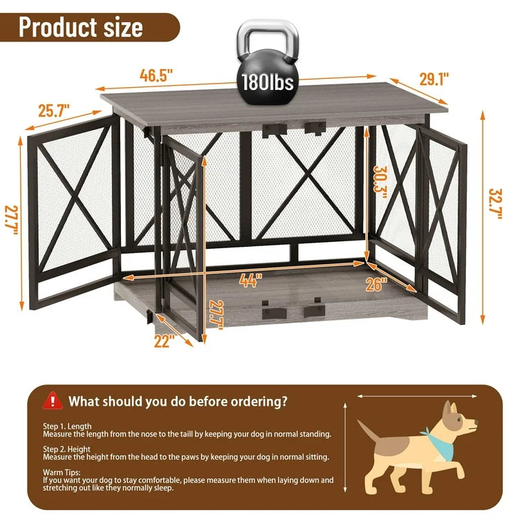 Brown X Single Dog Crate Furniture
