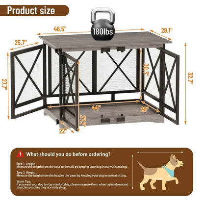 Brown X Single Dog Crate Furniture