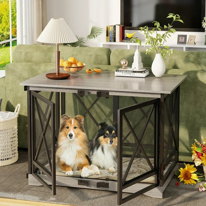 Brown X Single Dog Crate Furniture