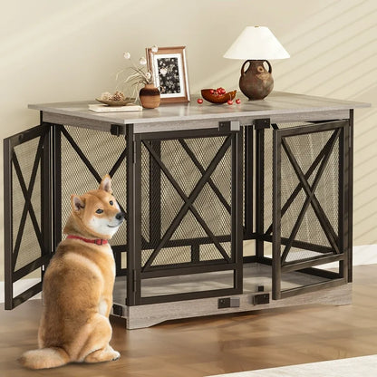 Brown X Single Dog Crate Furniture