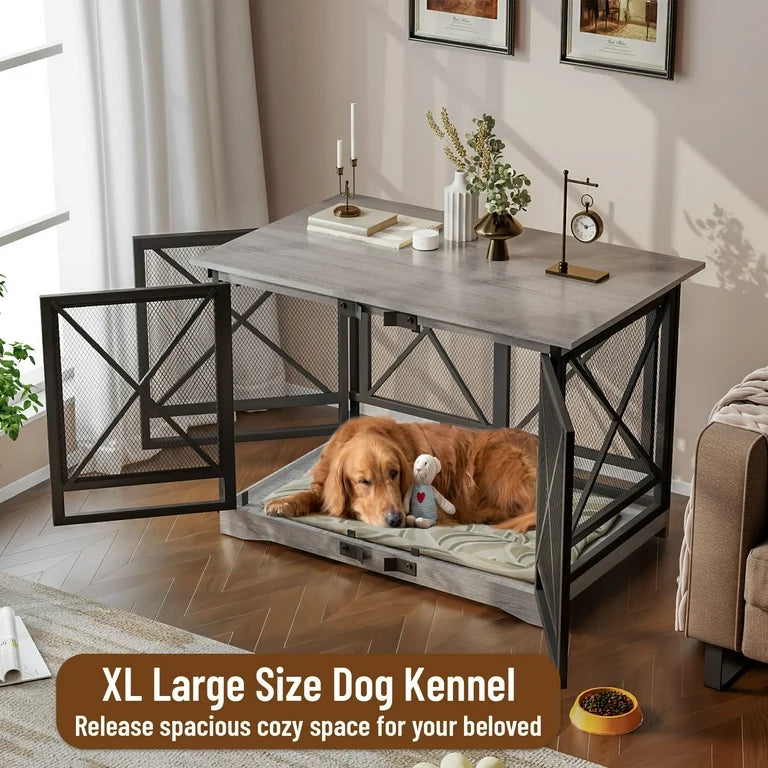 Brown X Single Dog Crate Furniture