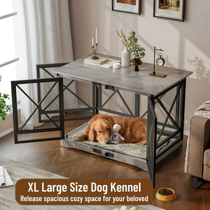 Brown X Single Dog Crate Furniture