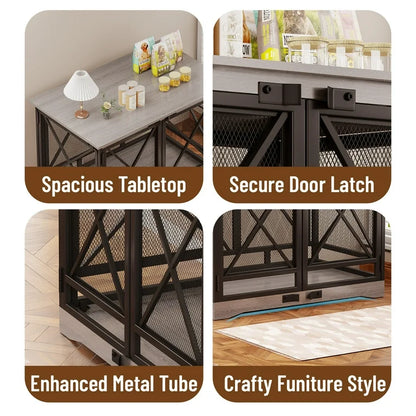 Brown X Single Dog Crate Furniture