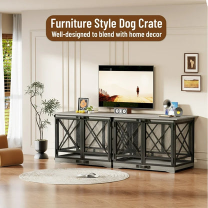 Brown X Single Dog Crate Furniture