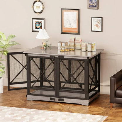 Brown X Single Dog Crate Furniture